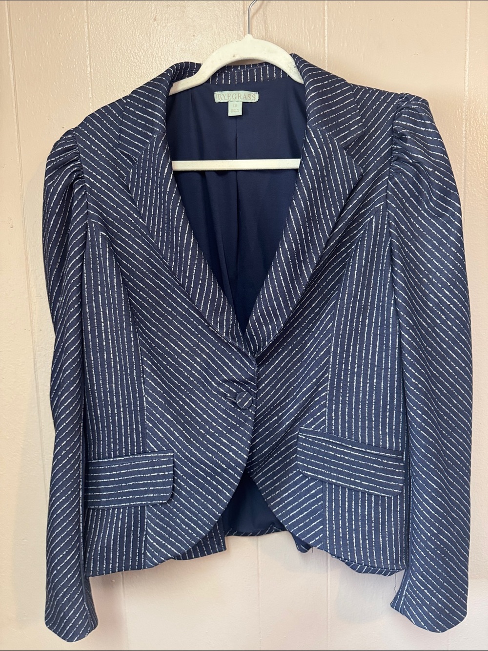 Ryegrass Navy Pinstripe Tailored Blazer